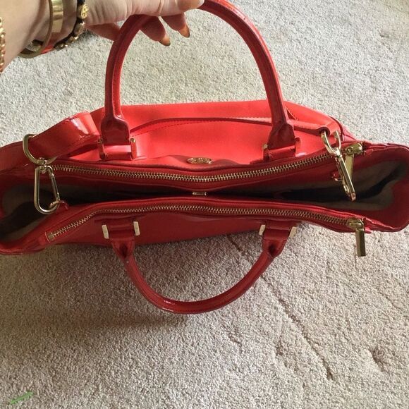 Tory Burch Orange Robinson Double Zip Tote - Picture 7 of 12